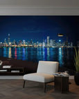 Chicago skyline After The Storm Passes wallpaper with blue water reflections in executive home office