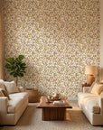 Textured neutral abstract leaves peel and stick wallpaper - Amber Leaves
