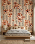 Amber Rhythm abstract earth wallpaper adding character to a cozy bedroom