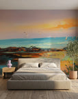 Smooth coastal sunset seascape peel and stick wallpaper - Amber Shore