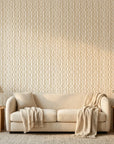 Smooth neutral tan wavy lines abstract peel and stick wallpaper - Amber Wave