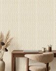 Amber Wave neutral abstract peel and stick wallpaper adding character to a cozy bedroom