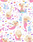 Matte white pink purple blonde mermaid peel and stick wallpaper -Aqua Dreams