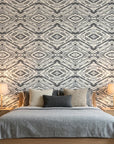 Arrows At Dawn neutral geometric peel and stick wallpaper in a warm and inviting living room