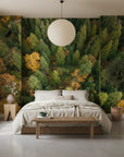 Overhead forest canopy showing transition colors of fall on removable wallpaper