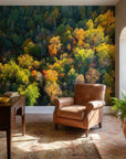 Lush autumn canopy with warm deep tones and textured foliage removable wall mural