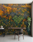 Mixed autumn colors creating abstract forest patchwork on peel and stick wall mural