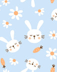 Smooth light blue bunny and daisy peel and stick wallpaper -Azure Dreams