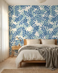 Smooth blue and jade botanical peel and stick wallpaper - Blue Jade