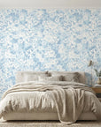 Smooth light blue and white floral peel and stick wallpaper - Blue Petal Cloud