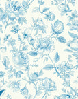 Smooth blue line drawn florals peel and stick wallpaper - Blue Salon