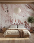 Blurred Essence romantic pink copper marble in a warm and inviting living room