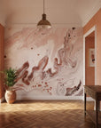 Blurred Essence romantic pink copper marble creating ambiance in a serene bathroom
