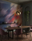 Blurred Spectrum vibrant rainbow abstract adding character to a cozy bedroom