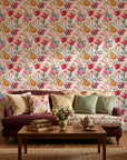 Blush Bouquet vintage floral peel and stick wallpaper adding character to a cozy bedroom