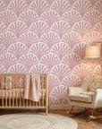 Blush Deco elegant pink art deco wallpaper adding character to a cozy bedroom