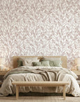 Smooth white and blush botanical leaf peel and stick wallpaper - Blush Leaf