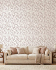 Blush Leaf neutral botanical peel and stick wallpaper adding character to a cozy bedroom