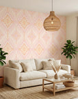 Blush Medallion blush pink aztec in a warm and inviting living room
