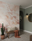 Watercolor blush pink wallpaper sample with subtle color transitions