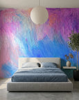 Blush & Blue pastel abstract brushstroke wallpaper in a warm and inviting living room