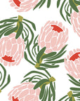 Matte blush pink protea floral peel and stick wallpaper - Blush & Pine
