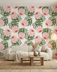 Blush & Pine blush pink protea in a warm and inviting living room