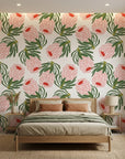 Blush & Pine blush pink protea adding character to a cozy bedroom