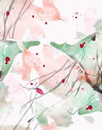 A wall covering featuring abstract aquarelle design with pink and green splatters – Blush Thicket
