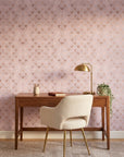 Blushing Arches elegant rose gold art deco wallpaper adding character to a cozy bedroom