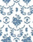 Botanica Grace classic blue rose toile wallpaper