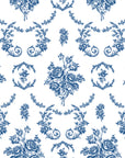 Botanica Grace classic blue rose toile wallpaper
