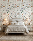 Bow & Bloom delicate wildflower floral wallpaper adding character to a cozy bedroom