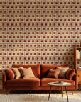 Smooth geometric burgundy and tan peel and stick wallpaper - Burgundy Stack