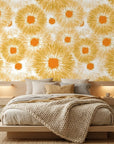 Burning Petal orange and gold floral wallpaper adding character to a cozy bedroom