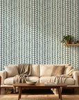 Cactus Lane serene green abstract wallpaper in a warm and inviting living room