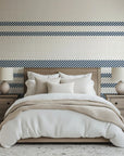 Smooth navy blue diagonal stripe peel and stick wallpaper - Calm Weave