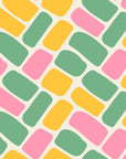Candy Cobbles colorful retro geometric brick wallpaper