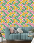 Polychromatic arrangement of seamless rounded rectangular shapes in a decorative mosaic design - Candy Cobbles