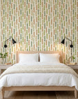 Canopy Fall earthy green leaf vine wallpaper adding character to a cozy bedroom