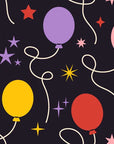 Dark navy festive balloon and star peel and stick wallpaper - Celestial Bloom