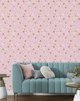 Celestial-themed contact paper displaying elegant gold moons and cosmic bodies across a light pink canvas - Celestial Blush