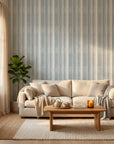 Textured blue and white striped peel and stick wallpaper - Chambray Ticking