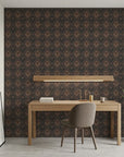 Charcoal Palm dramatic tropical as a feature wall in a bright home office
