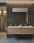 Charcoal Palm dramatic tropical creating ambiance in a serene bathroom