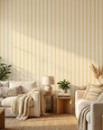 Citrine Column yellow striped peel and stick wallpaper in a warm and inviting living room