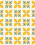 Citrus Bloom yellow lemon and green geometric tile wallpaper