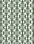 Clover & Scroll elegant green damask wallpaper