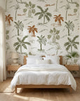 Coastal Echoes wave pattern wallpaper adding character to a cozy bedroom