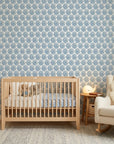 Cobalt Bloom serene blue floral wallpaper adding character to a cozy bedroom
